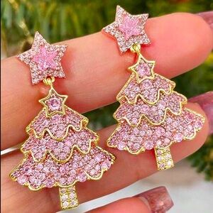 Cubic Zirconia Christmas Tree Earrings